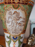 Sevres Porcelain - Green Cornucopia Vase French w/ Gilt Bronze Ormolu Cherub