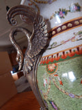 Sevres Porcelain - Green Vase French w/ Gilt Bronze Ormolu Swan Handles