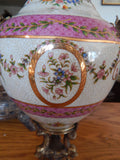 Sevres Porcelain - Pink Vase French w/ Gilt Bronze Ormolu Dragonfly Handles