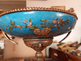 Sevres Porcelain - Blue Bowl French w/ Gilt Bronze Ormolu Cherub on Snail