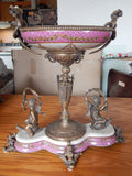 Sevres Porcelain - Pink Bowl French w/ Gilt Bronze Ormolu Cherub on Snail