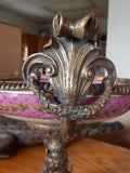 Sevres Porcelain - Pink Bowl French w/ Gilt Bronze Ormolu Cherub on Snail