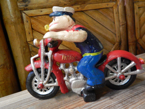 Cast Iron Figurine - Popeye Motorcycle Patrol