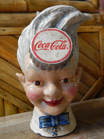 Coca Cola  Cast Iron Bank - Coca-Cola "Coke Head"
