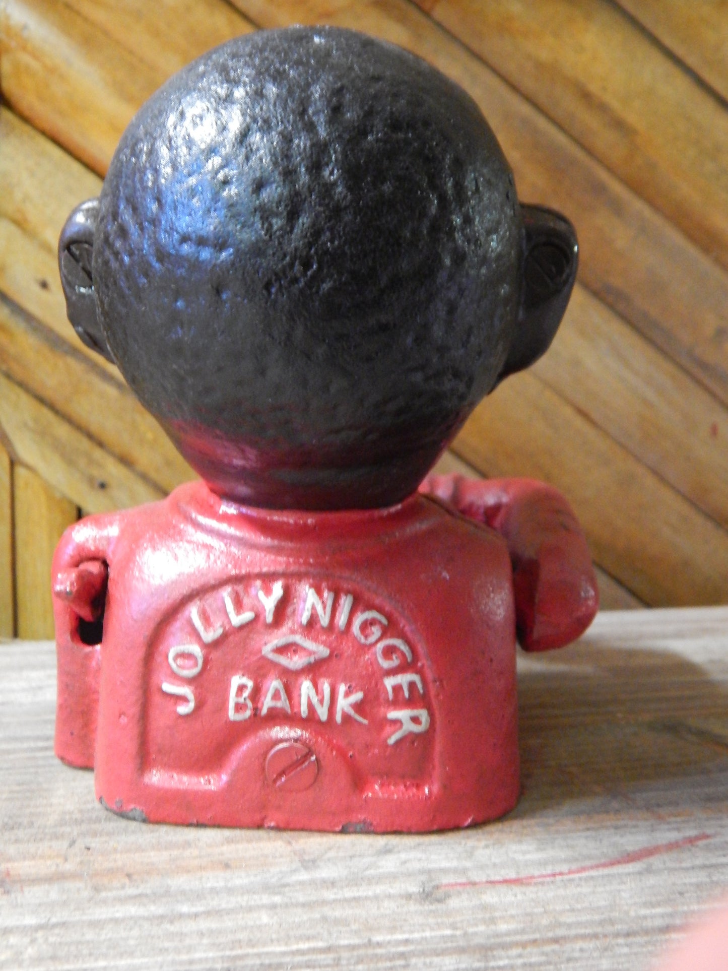 Cast Iron Mechanism Bank - Jolly  Red