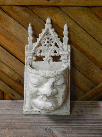 Cast Iron Wall Pocket - Gothic Grouchy White Face
