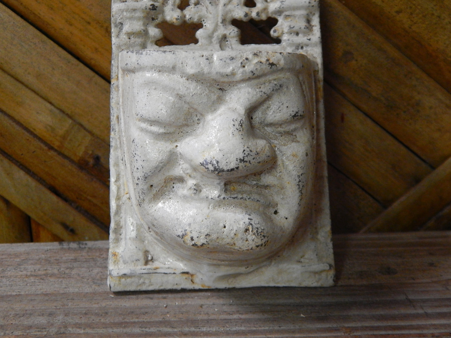 Cast Iron Wall Pocket - Gothic Grouchy White Face