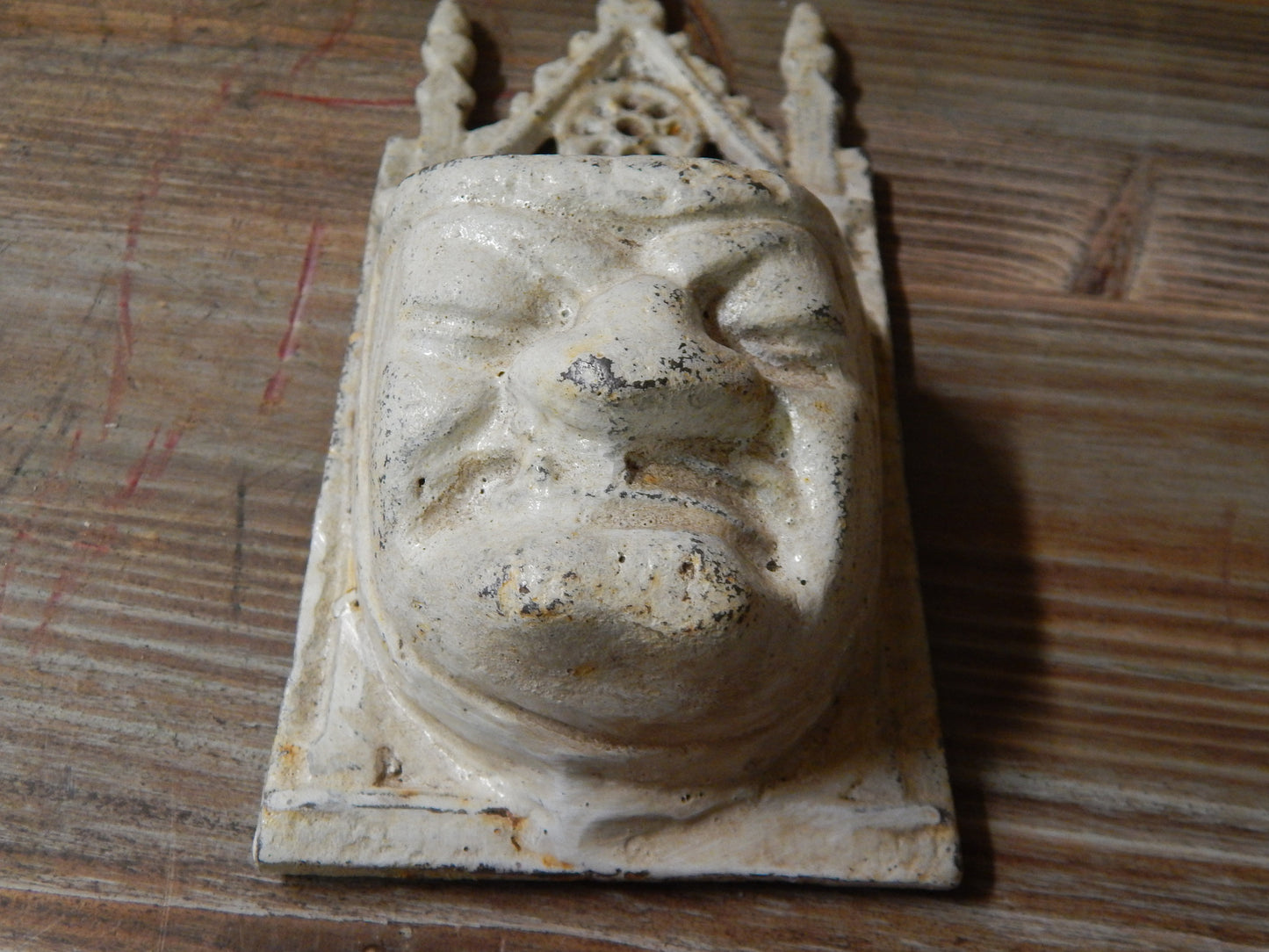 Cast Iron Wall Pocket - Gothic Grouchy White Face