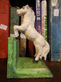 Bookends - Cast Iron Pair White Vintage Horse