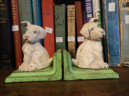 Bookends -Cast Iron Pair Vintage Dogs