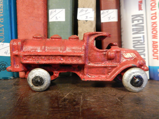 Cast Iron Truck- Hubley Oil Tank Truck Toy Red