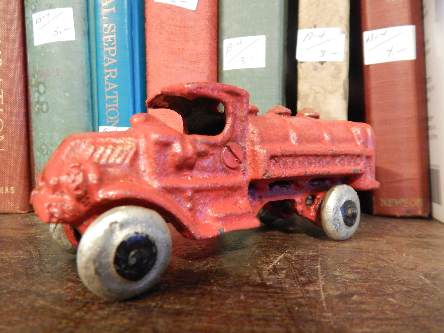 Cast Iron Truck- Hubley Oil Tank Truck Toy Red