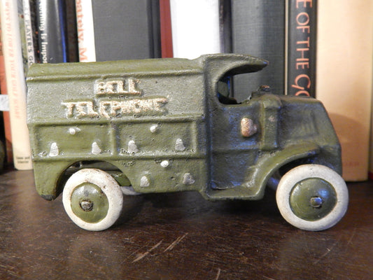 Cast Iron Truck - Hubley Green Telephone Truck Toy