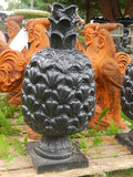 Urns Cast Iron - Pair Black Pineapple Urn