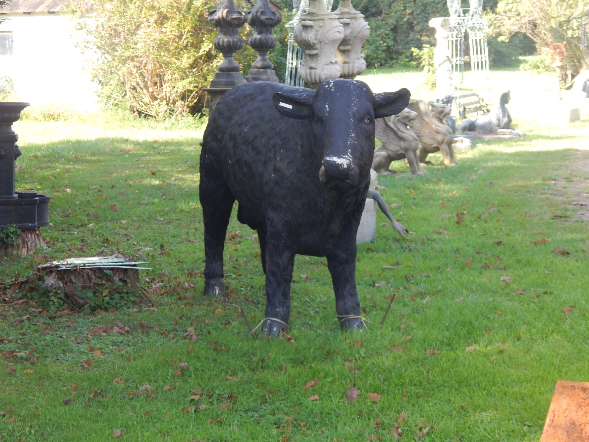 Statue - Life Size Black Angus Cow-Jantiques LLC.