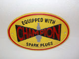 Cast Iron Sign - Oval "Equipped With Champion Spark Plugs"