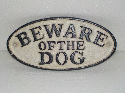 Cast Iron Sign - "BEWARE OF DOG"