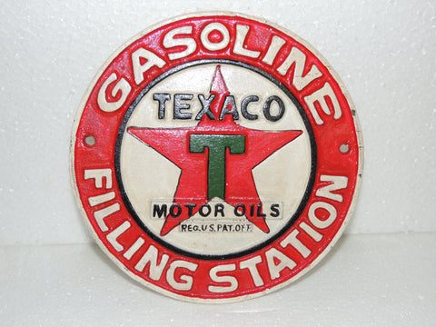 Cast Iron Sign - "TEXACO Motor Oils GASOLINE FILLING STATION"