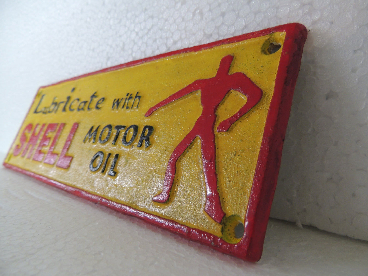 Cast Iron Sign - SHELL "Lubricate with Shell"