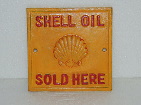Cast Iron Sign - Square "SHELL OIL SOLD HERE"