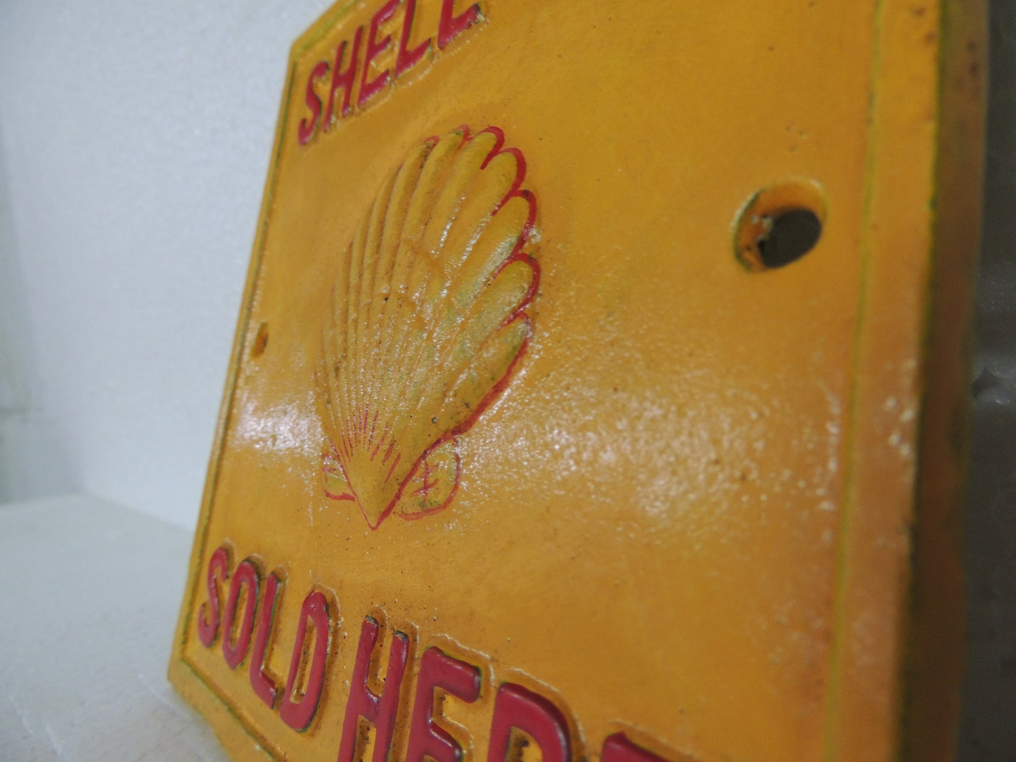 Cast Iron Sign - Square "SHELL OIL SOLD HERE"