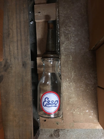 GLASS OIL BOTTLE - ESSO WITH LID CAP