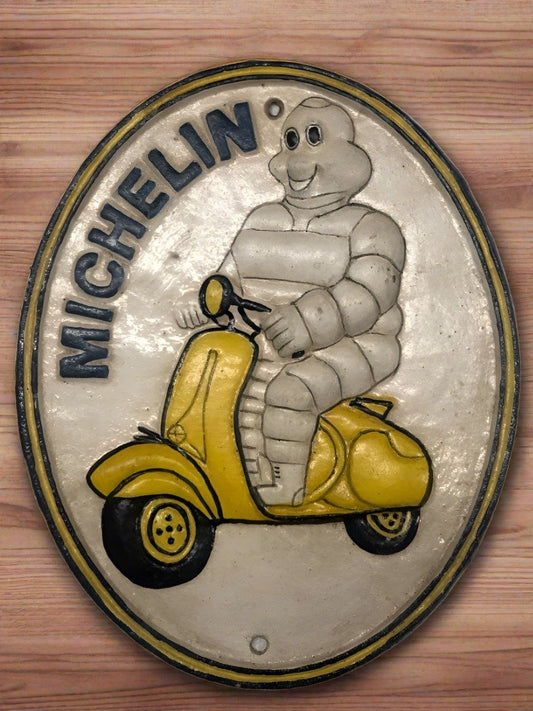 3D Michelin on scooter cast iron sign