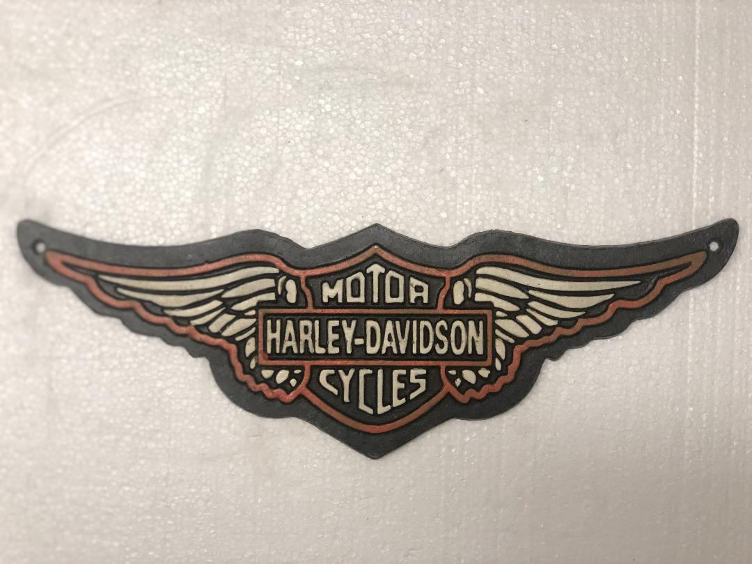 Harley Davidson cast iron sign-Jantiques LLC.