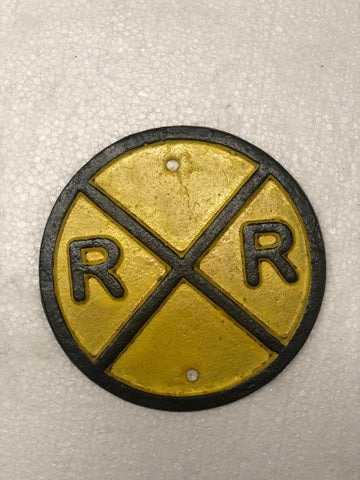 Railroad crossing cast iron sign
