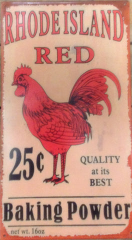 Flat Tin Sign - Rhode Island Red "Baking Powder"