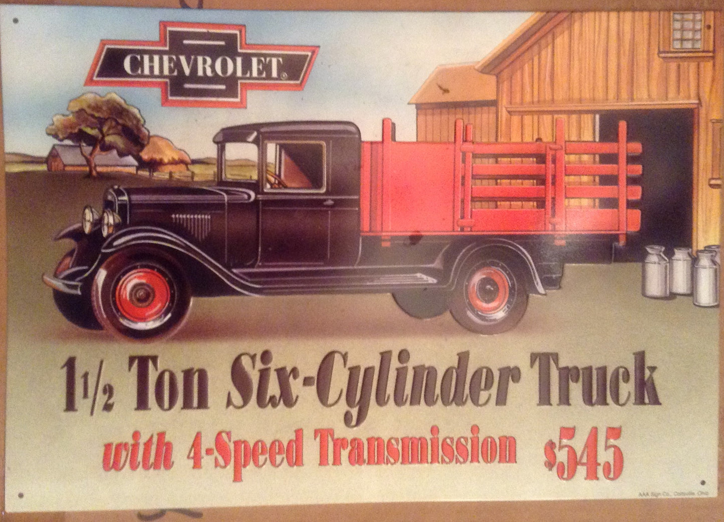 Flat Tin Sign - CHEVROLET TRUCK-Jantiques LLC.