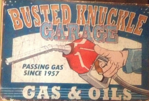 Flat Tin Sign - "Busted Knuckle Garage"