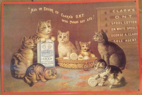 Flat Tin Sign - Vintage Cat