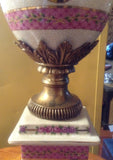 Sevres Porcelain - Pink Pair French Urn Style Vase w/ Gilded Cherub