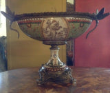 Sevres Porcelain - Green French Style Bowl w/ Gilt Bronze Dragonfly Handle