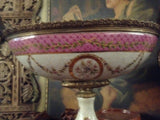 Sevres Porcelain - Pink French Style Bowl w/ Gilt Bronze Dragonfly Handle