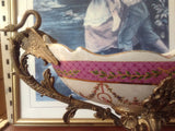 Sevres Porcelain - Pink French Style Bowl w/ Gilt Bronze Swan Handle