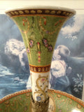 Sevres Porcelain - Green French Style Fountain Dish w/ Gilt Bronze Cherub