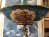 Sevres Porcelain - Blue French Style Fountain Dish w/ Gilt Bronze Cherub