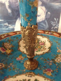 Sevres Porcelain - Blue French Style Fountain Dish w/ Gilt Bronze Cherub
