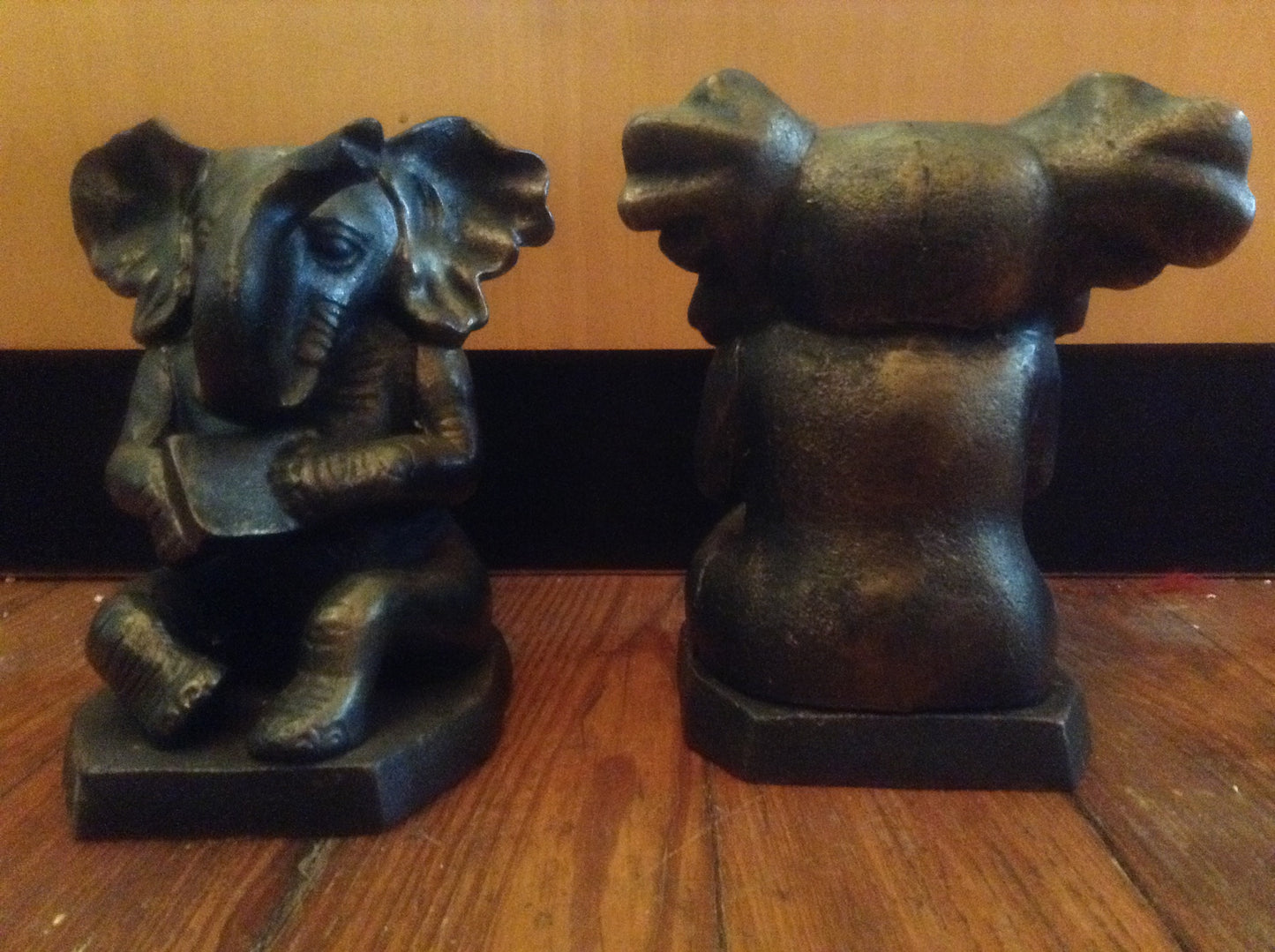 Bookends - Cast Iron Pair Heavy Elephant