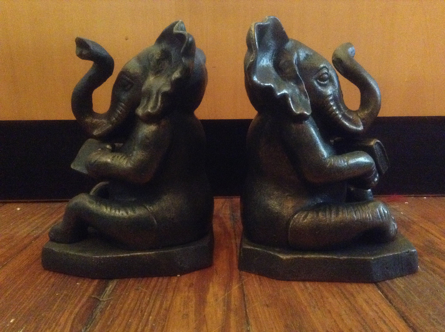 Bookends - Cast Iron Pair Heavy Elephant