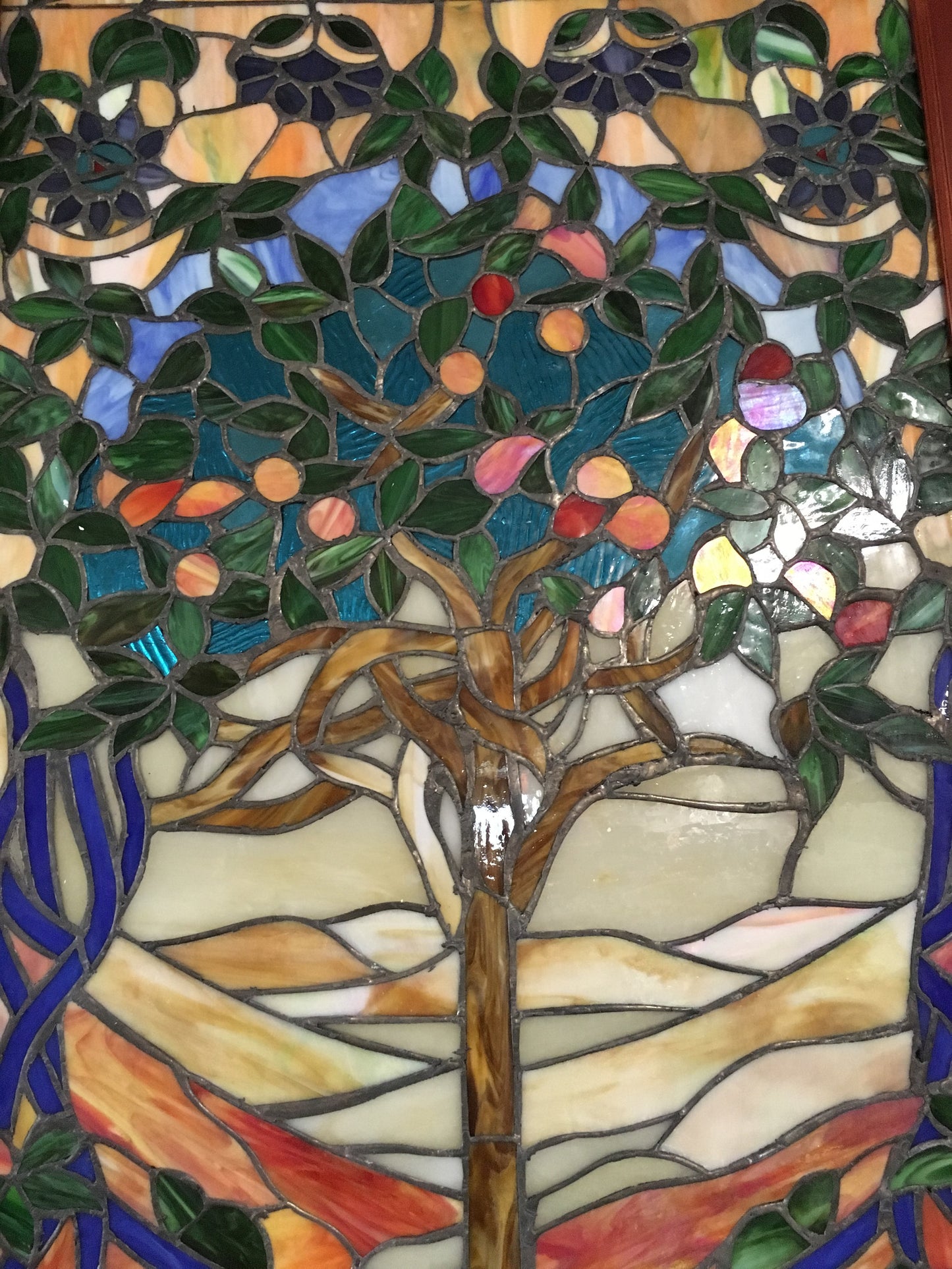 Glass Window - Stained Leaded Wood Frame Tree of Life