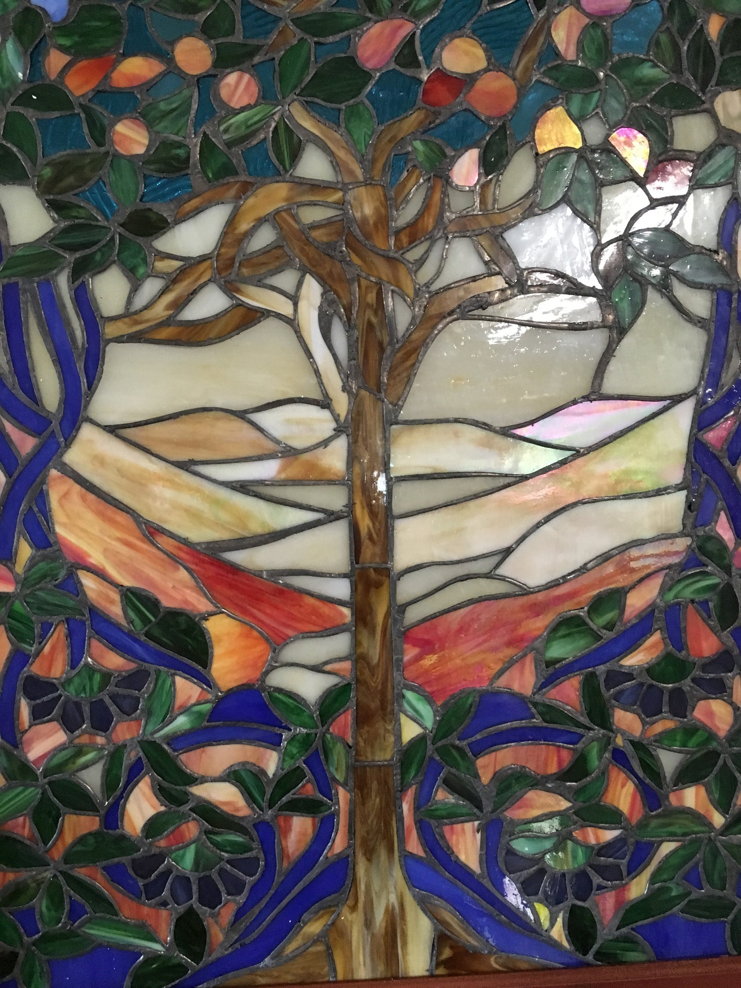 Glass Window - Stained Leaded Wood Frame Tree of Life