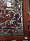 Glass Window - Stained Leaded Wood Frame 3 Torch Design