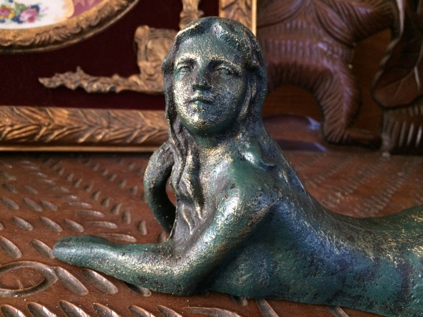 Cast Iron Mermaid - Laying Front