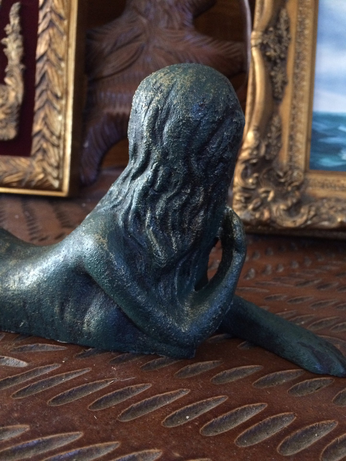 Cast Iron Mermaid - Laying Front