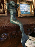 Iron Cast Statue - Mermaid Sitting Decor