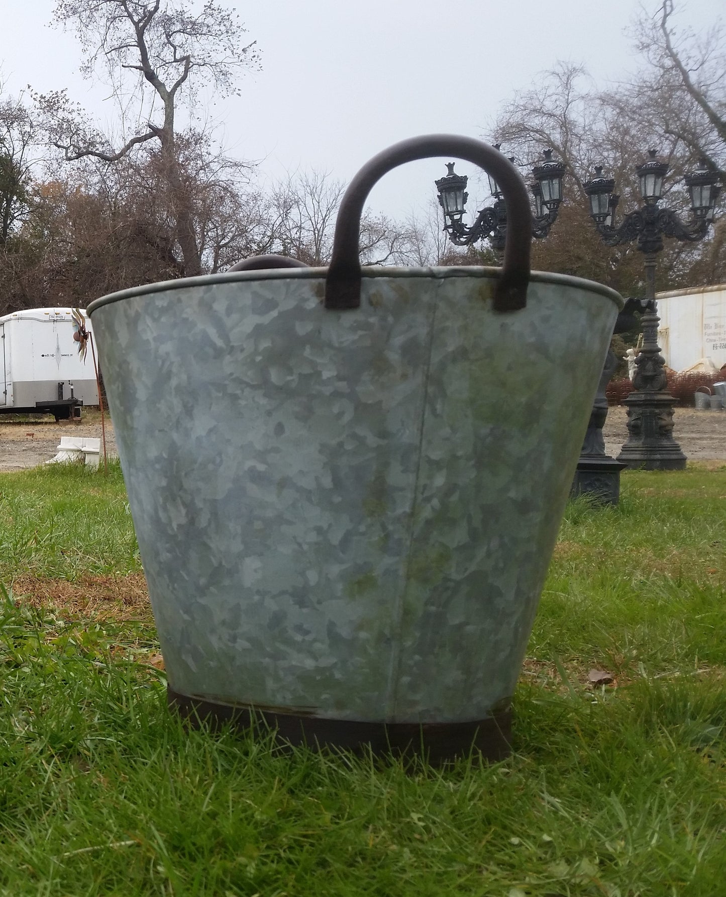 Metal Tin - Large Galvanized Metal Bucket with Handles