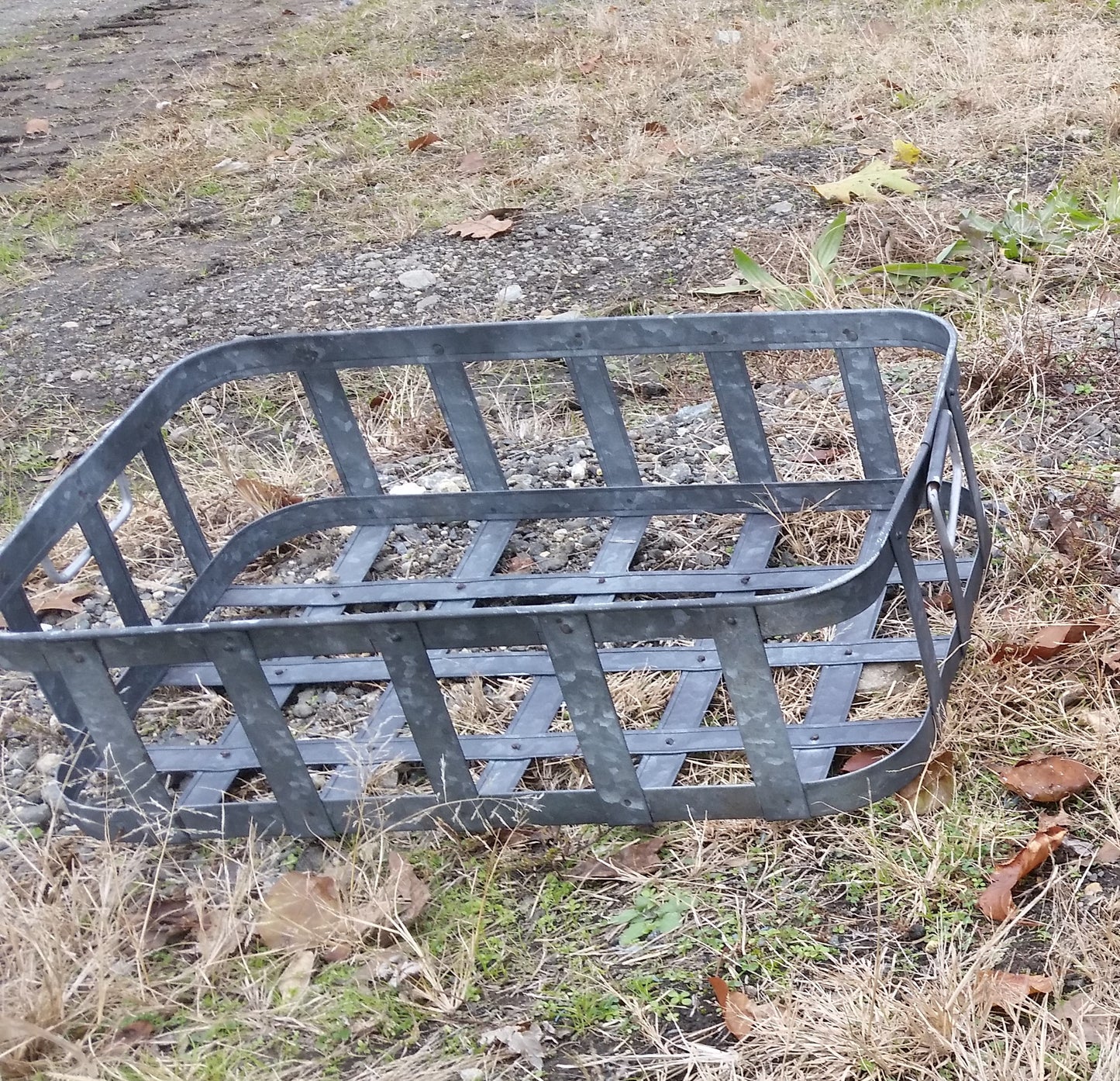 Metal Tin - Large Galvanized Metal Rectangular Basket with Handles